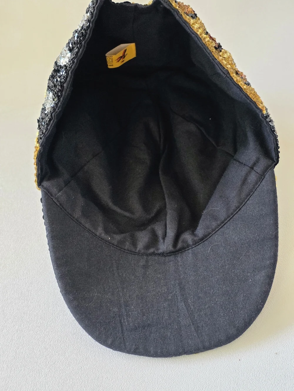 Y2K Sequin Leopard Print Hat Gold Black Mob Wife McBling Glam Statement Cap Vtg - Picture 9 of 16